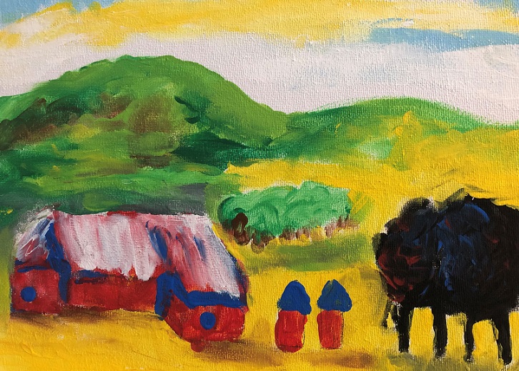 Acrylic paint on canvas (Anna 4 years old)